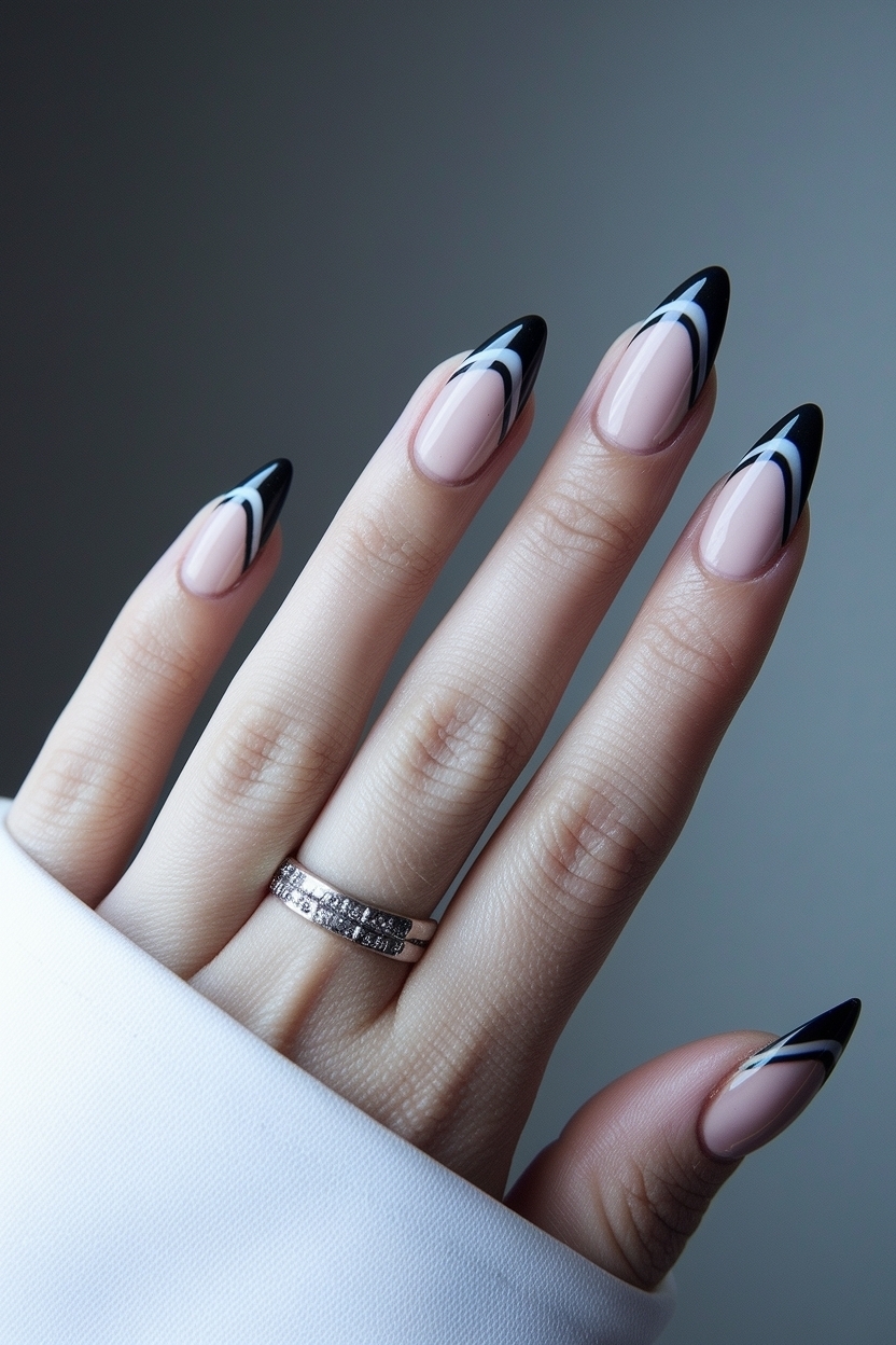 Black French Tip Stiletto Nails: Edgy Elegance Redefined outfit idea