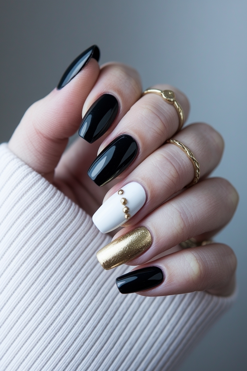 Black White and Gold Nails: Striking Combinations for You outfit idea