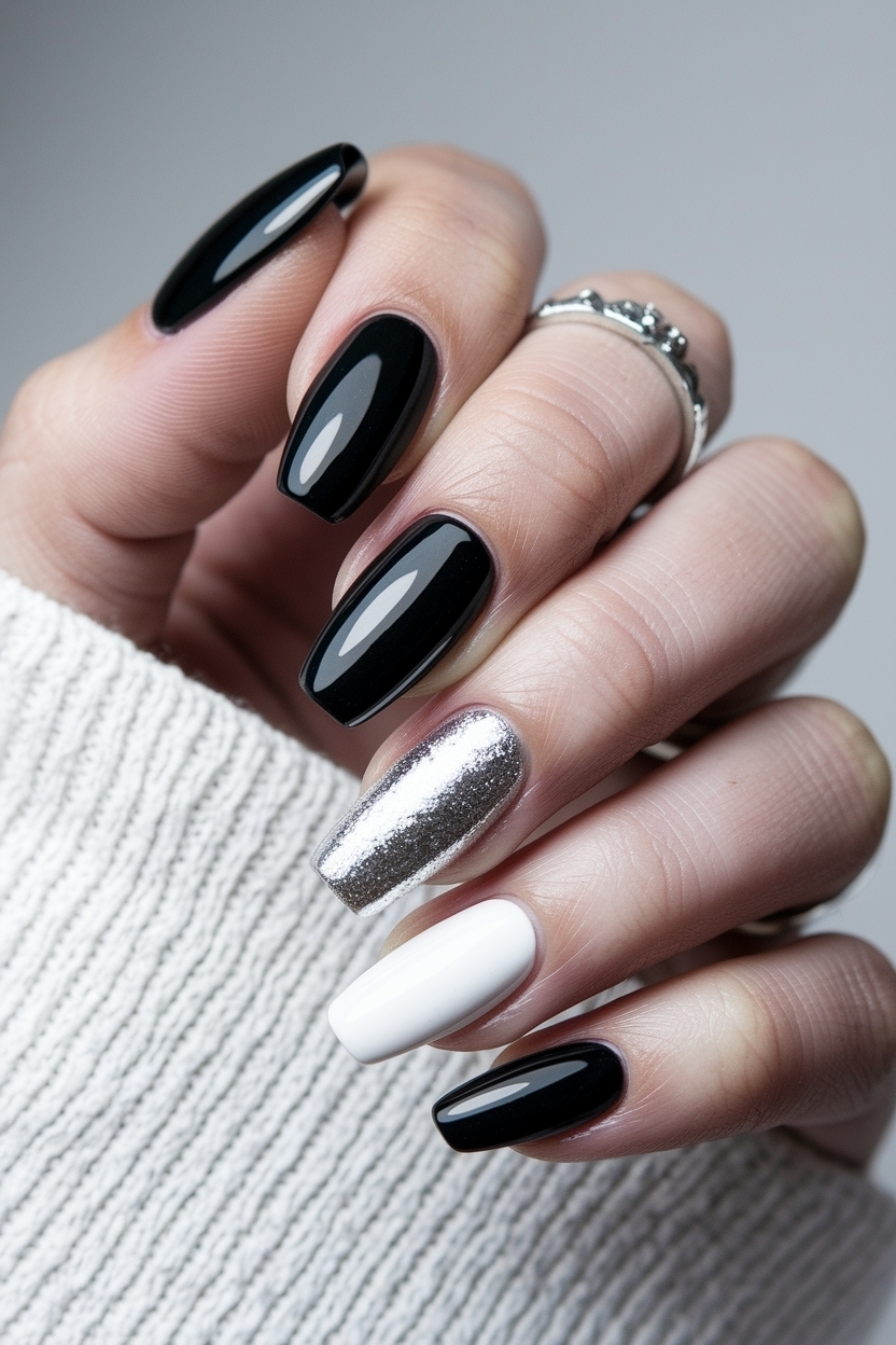 Unique Black White and Silver Nails for Every Event outfit idea