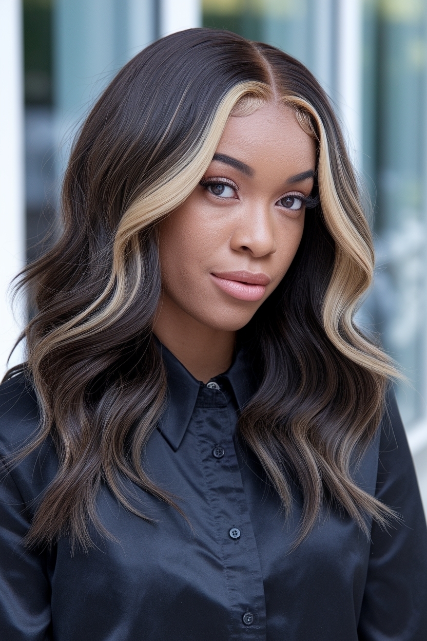Blonde Highlights on Dark Hair for Black People outfit idea