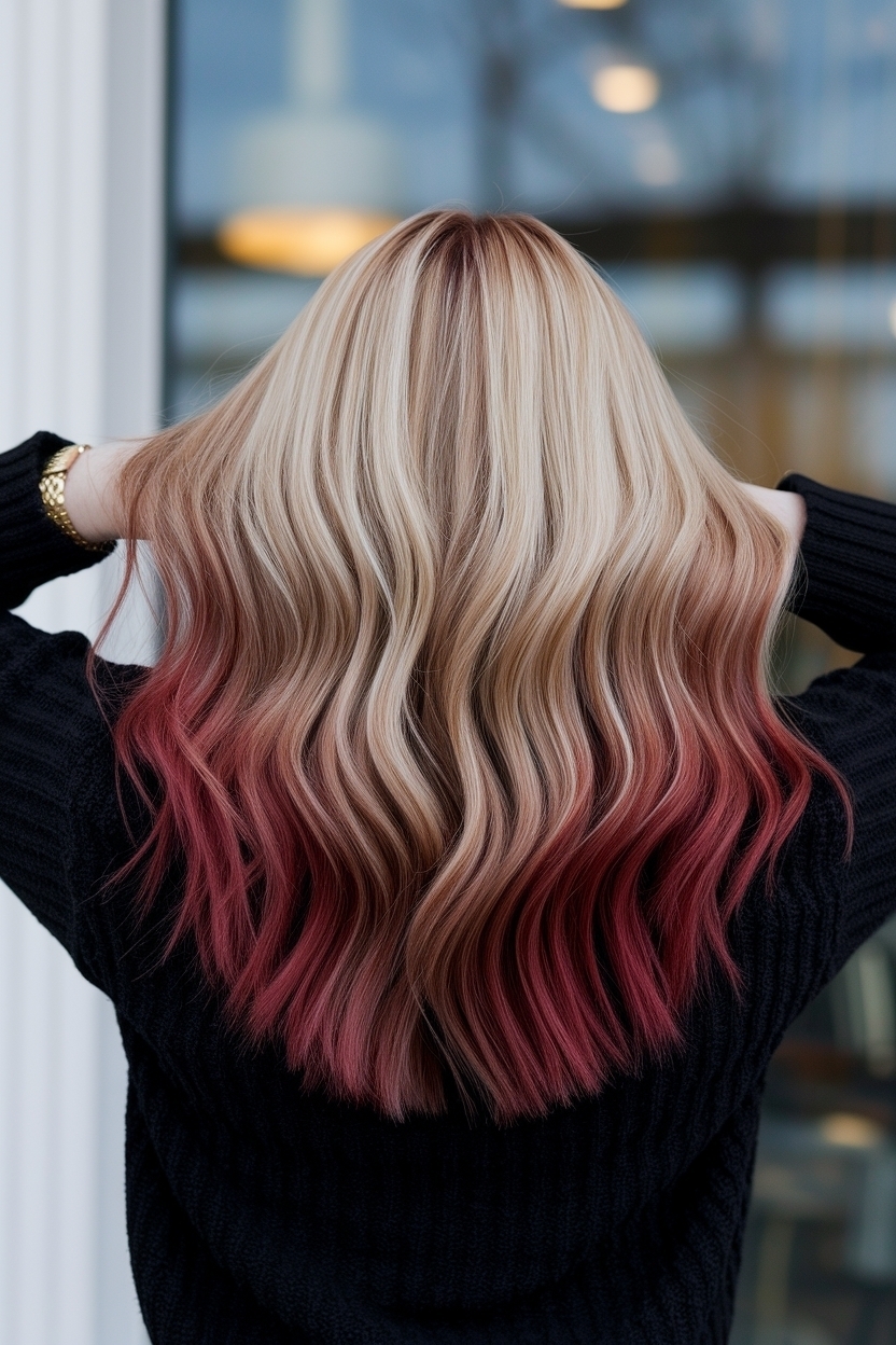 Blonde with Red Lowlights Hair Fall Caramel Highlights Guide outfit idea