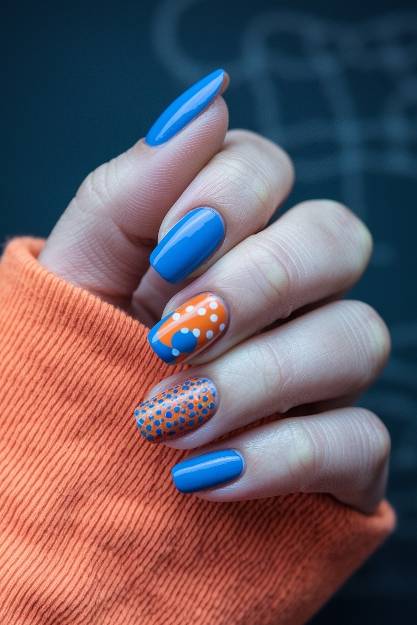 Blue and Orange Nail Ideas for a Fun Look outfit idea