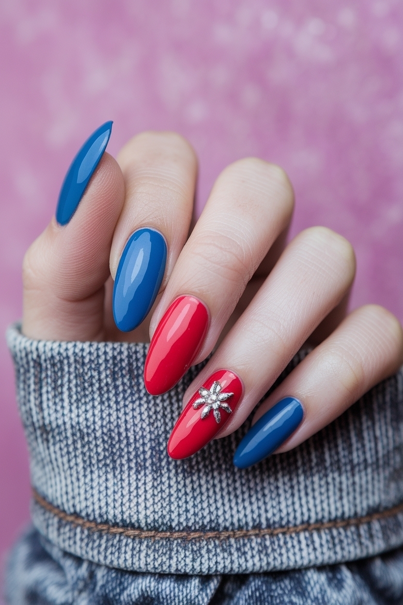 Blue and Red Nails Designs for a Bold Look outfit idea