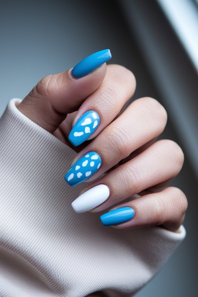 Unique Blue and White Nail Designs to Try This Season outfit idea