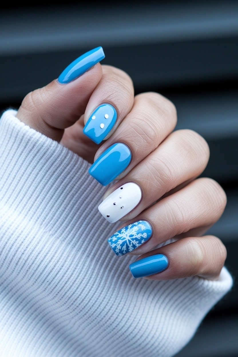 Chic Blue and White Winter Nails for the Season outfit idea