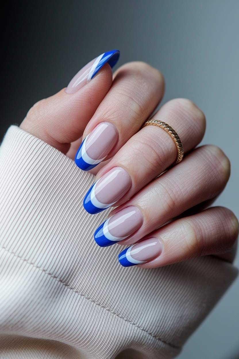 Blue Tip Nails French Manicures: A Cool Color Palette outfit idea