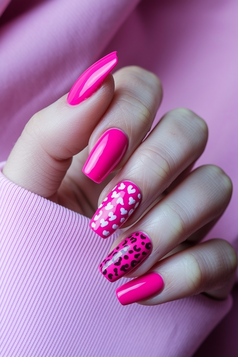 Bright Pink Nails with Design: Stand Out This Season outfit idea