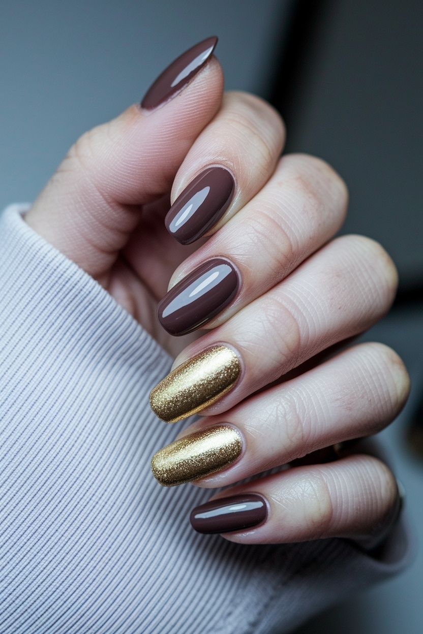 Stunning Brown and Gold Nails Designs for Any Occasion outfit idea