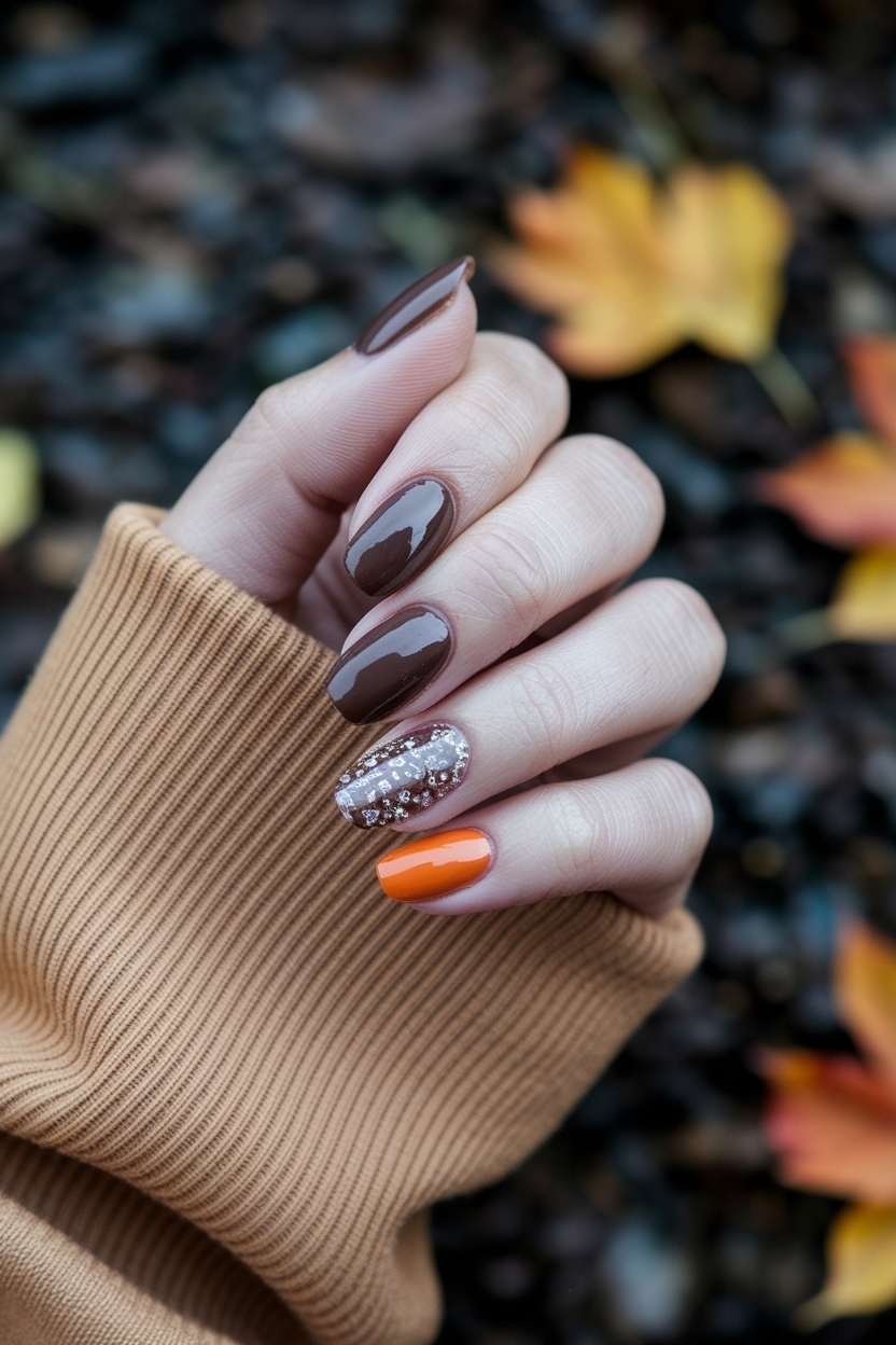 Brown and Orange Nails Fall Trends You Must Try outfit idea