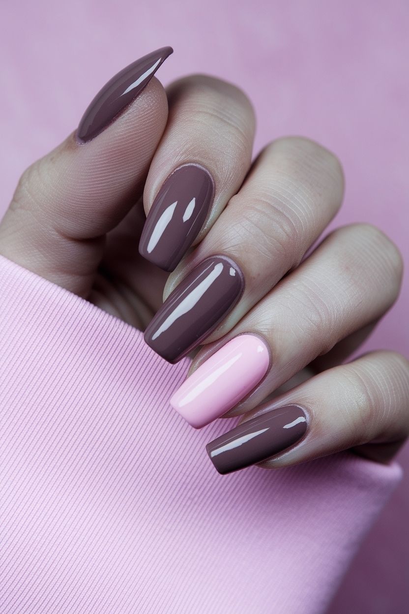 Brown and Pink Nails Acrylic: Warm and Inviting outfit idea