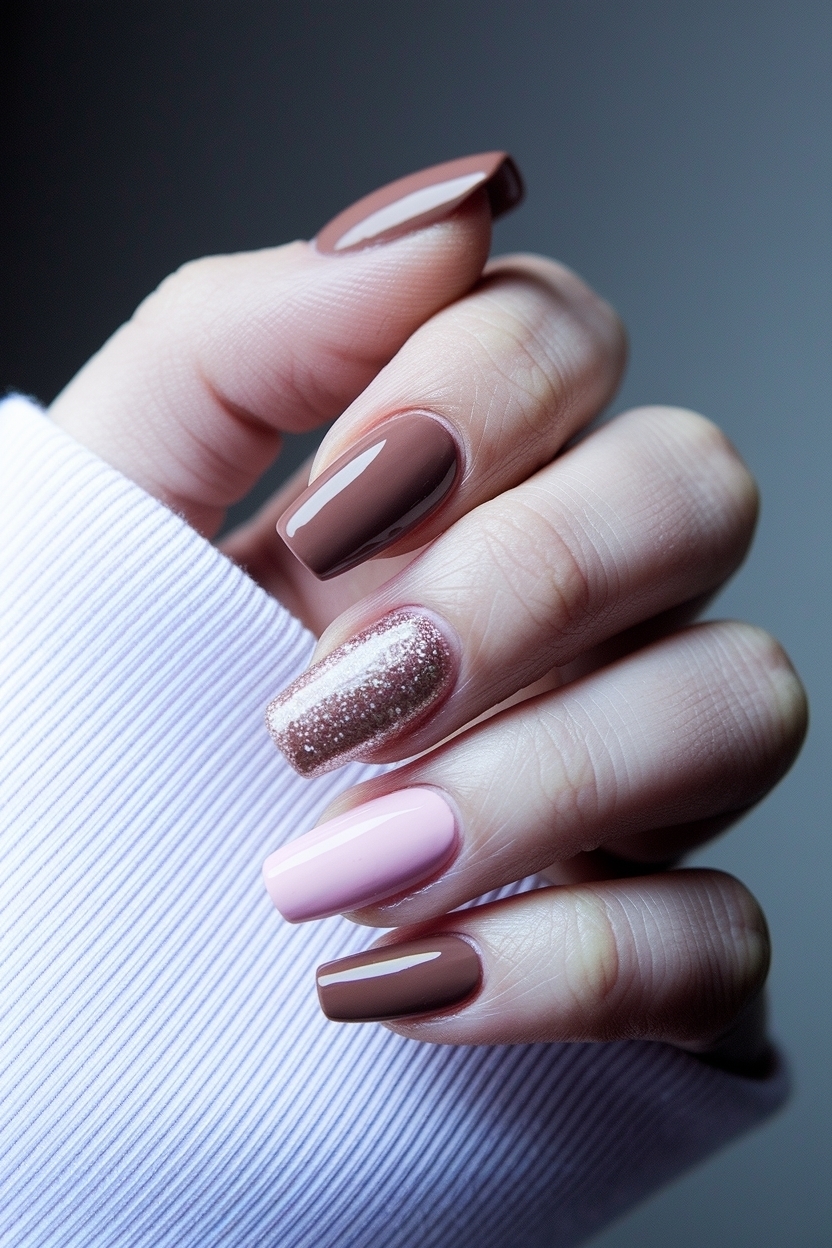 Brown and Pink Nails Design: A Perfect Blend of Colors outfit idea