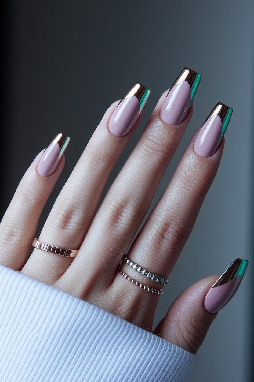 Chic Brown Chrome French Tip Nails for a Modern Twist outfit idea