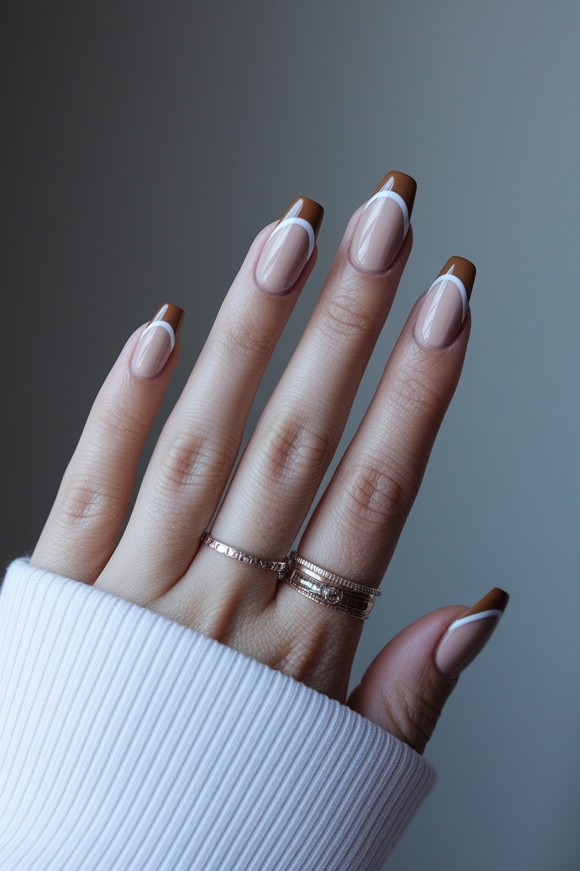 Stunning Brown French Tip Nails Almond Style Ideas outfit idea