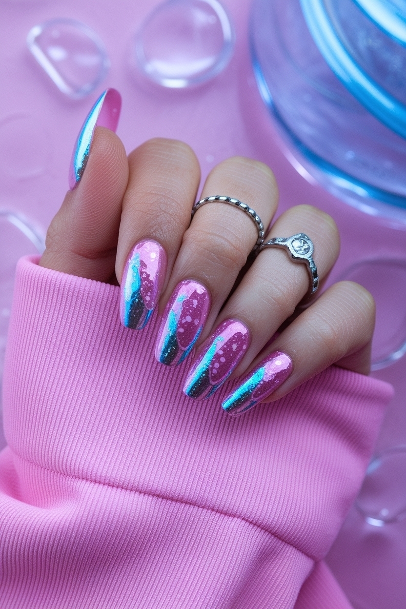 Bubble Bath Nails with Chrome for a Modern Twist outfit idea