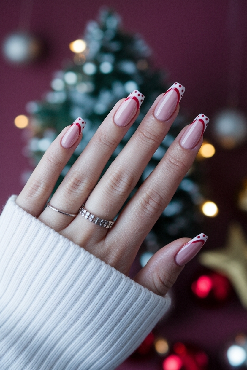 Candy Cane French Tip Nails: Festive Fun for the Holidays outfit idea