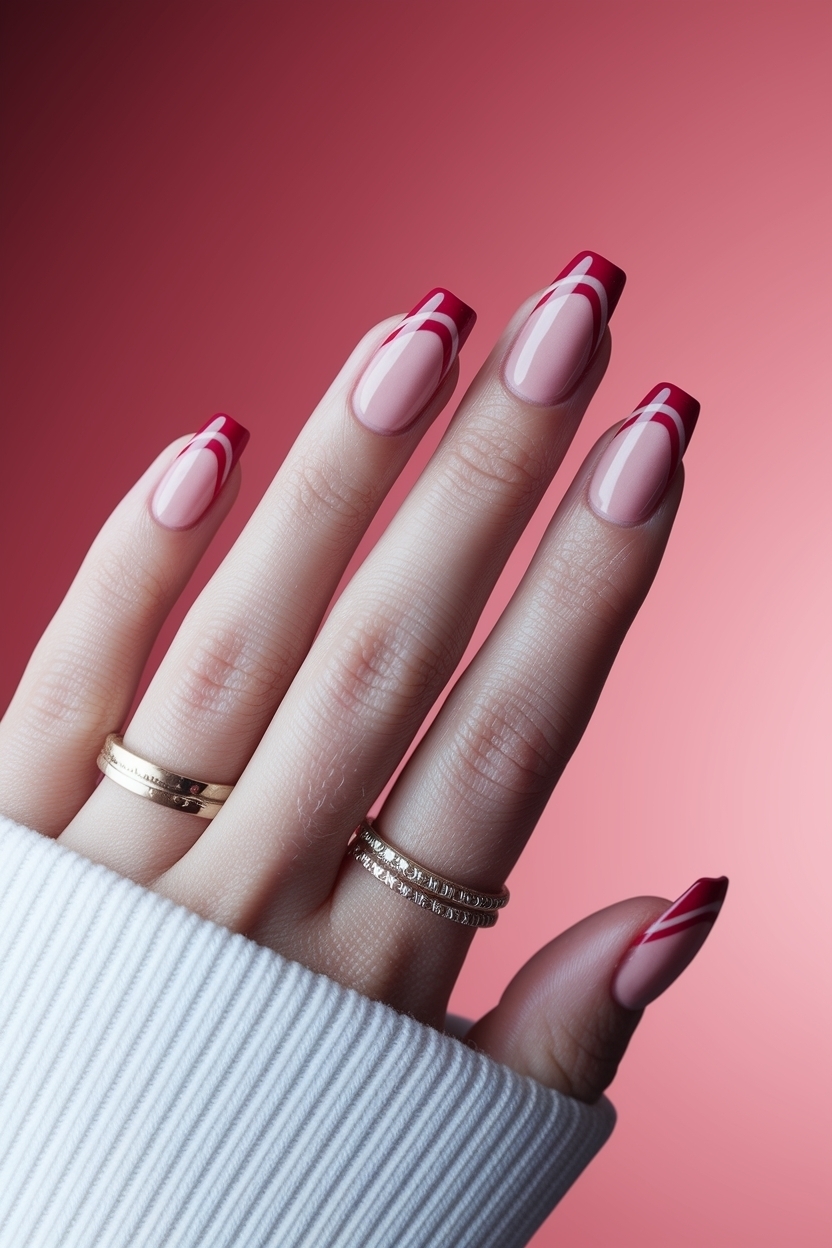 Cherry Red French Tip Nails: Bold and Beautiful outfit idea