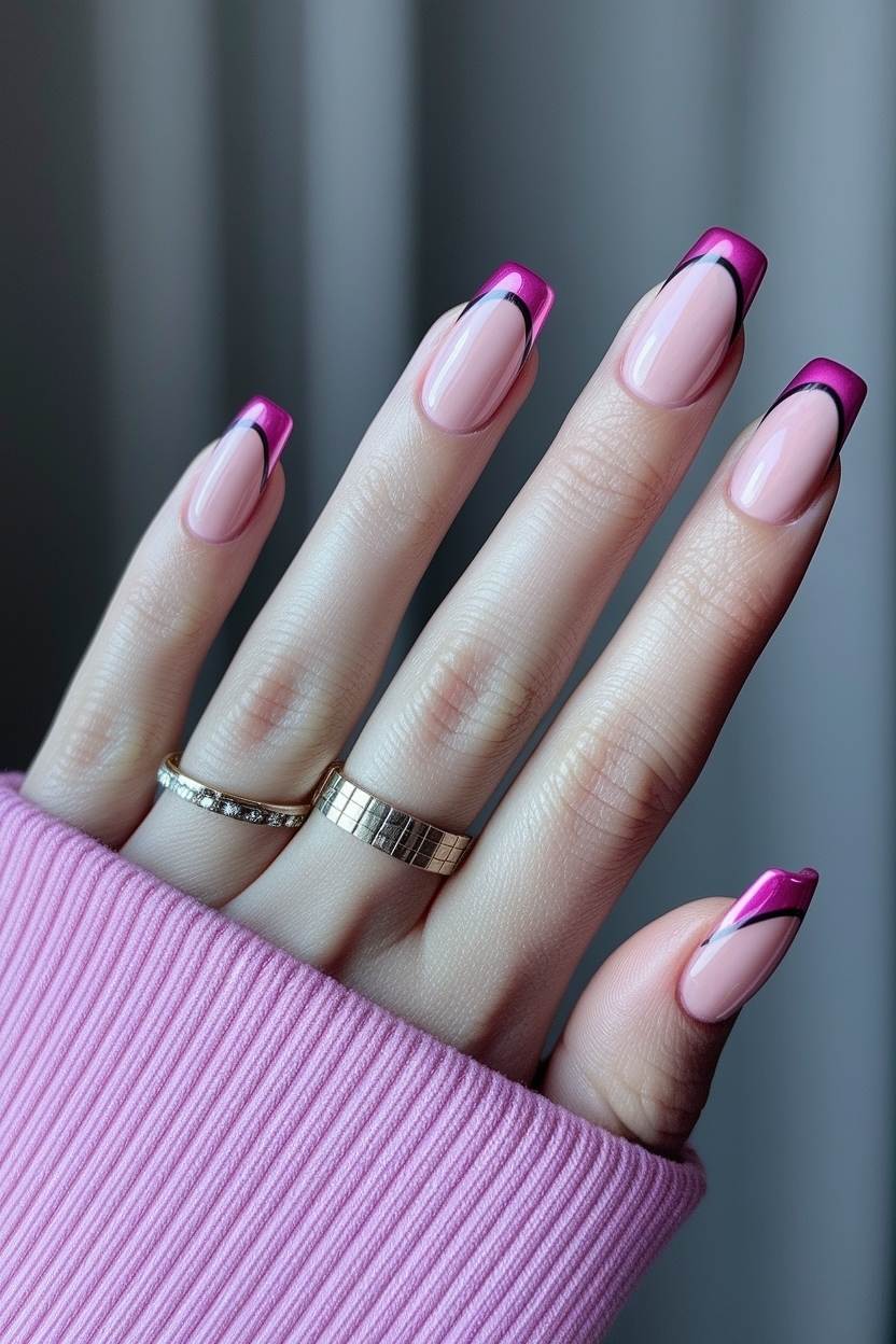 The Allure of Chrome Pink French Tip Nails outfit idea