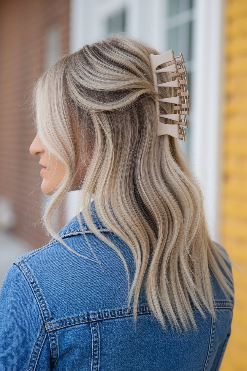 Stylish Claw Clip Hairstyles Half Up Half Down outfit idea