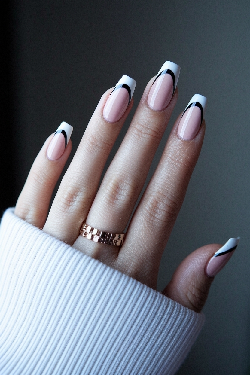 Coffin Shaped French Tip Nails: The Ultimate Fashion Statement outfit idea