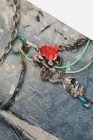 Concert Outfit 3D Digital Printed Chain Straight Jeans