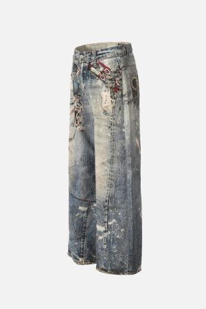 Concert Outfit 3D Digital Printed Chain Straight Jeans