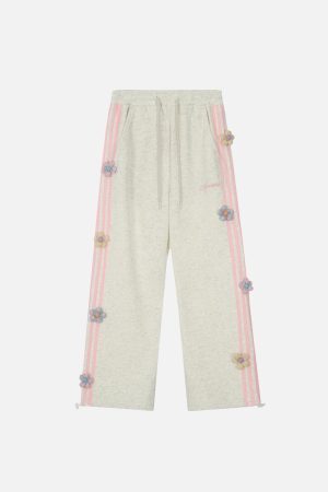 Concert Outfit 3D Flower Stripe Casual Pants