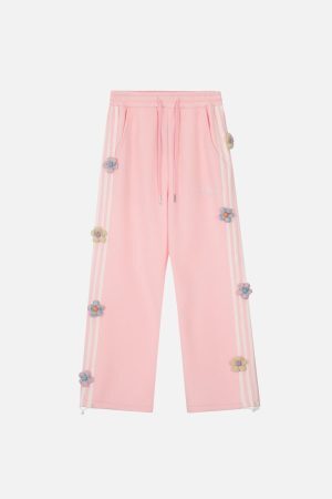 Concert Outfit 3D Flower Stripe Casual Pants