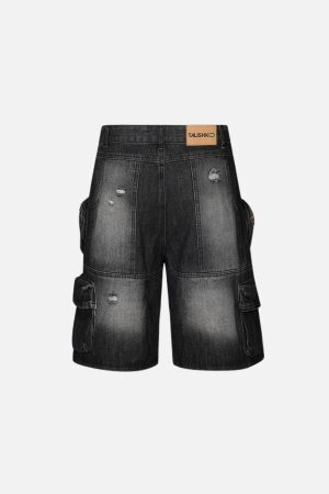 Concert Outfit 3D Multi Pocket Washed Jorts