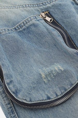 Concert Outfit 3D Zip Up Pocket Straight-Leg Jeans