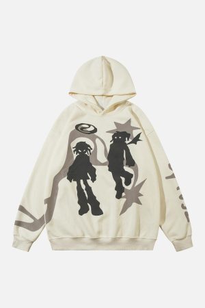 Concert Outfit Abstract Angel Print Pullover Hoodie