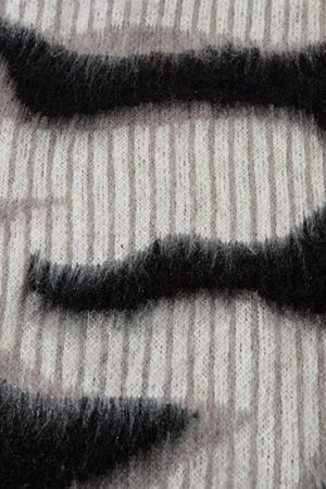 Concert Outfit Abstract Mohair Crew Neck Sweater