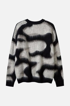 Concert Outfit Abstract Mohair Crew Neck Sweater