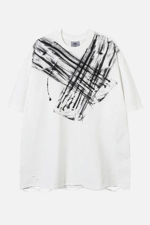 Concert Outfit Abstract Paint Ripped Tee