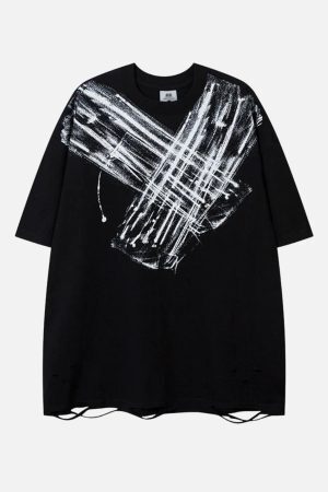 Concert Outfit Abstract Paint Ripped Tee