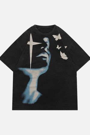 Concert Outfit Abstract Portrait Print T-Shirt