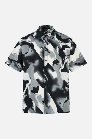 Concert Outfit Abstract Tie-Dye Print Shirt