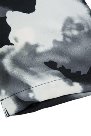 Concert Outfit Abstract Tie-Dye Print Shirt