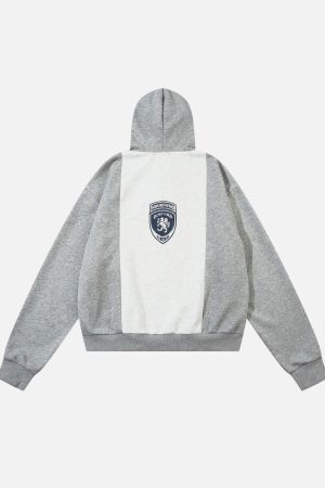 Concert Outfit Academic Style Assembled Color Blocking Hoodie