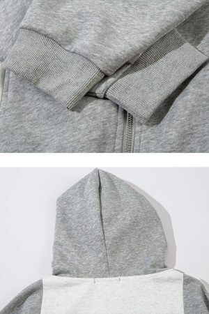 Concert Outfit Academic Style Assembled Color Blocking Hoodie