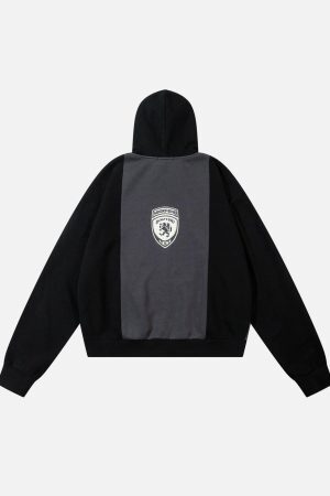 Concert Outfit Academic Style Assembled Color Blocking Hoodie