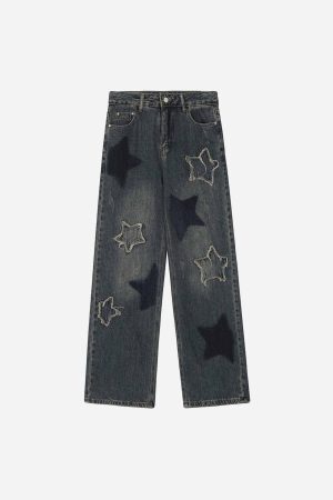 Concert Outfit Airbrushed Pentagram Applique Jeans