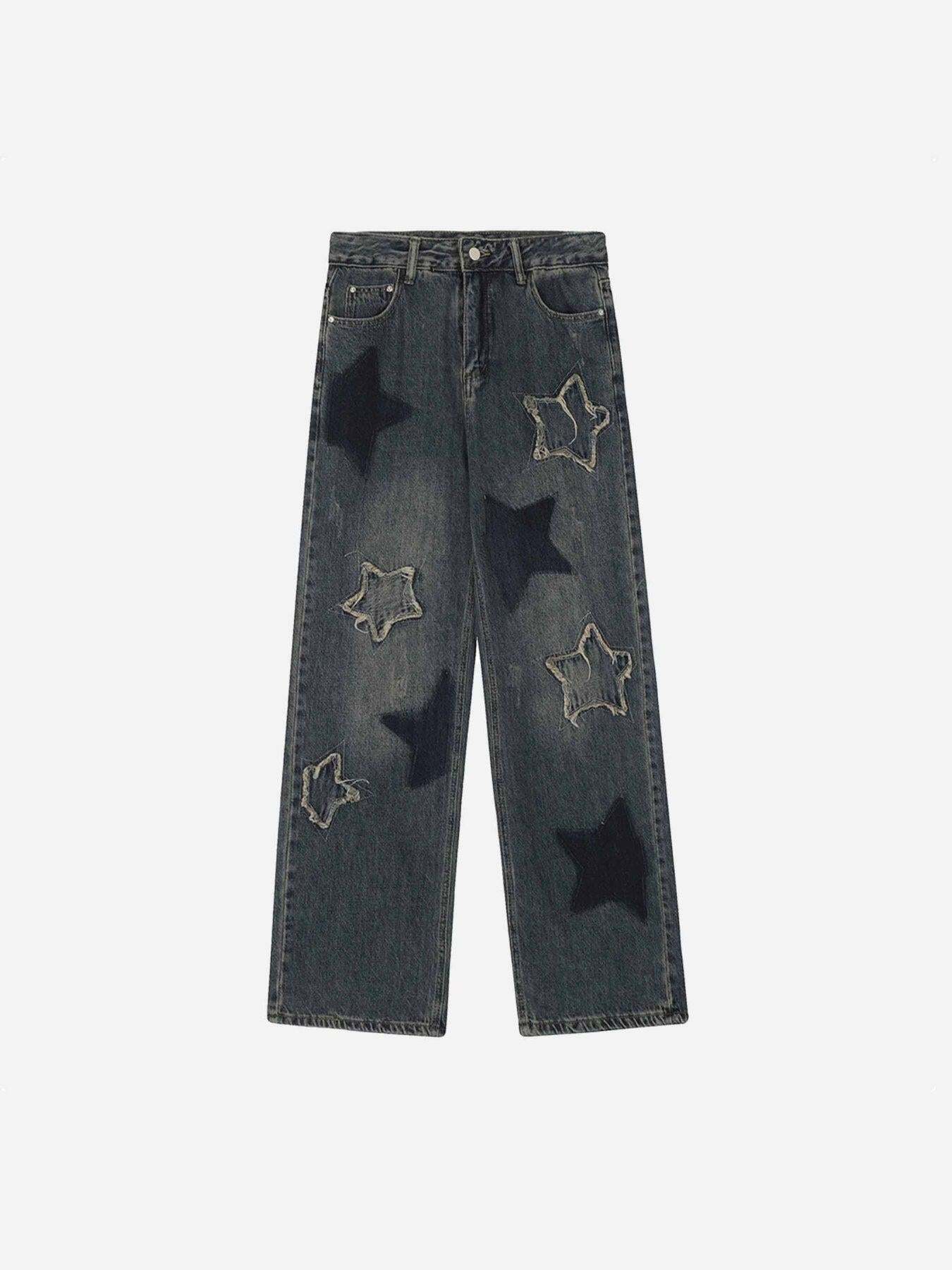 Concert Outfit Airbrushed Pentagram Applique Jeans Concert Outfit Airbrushed Pentagram Applique Jeans