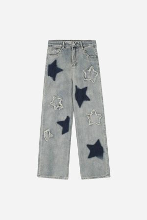 Concert Outfit Airbrushed Pentagram Applique Jeans