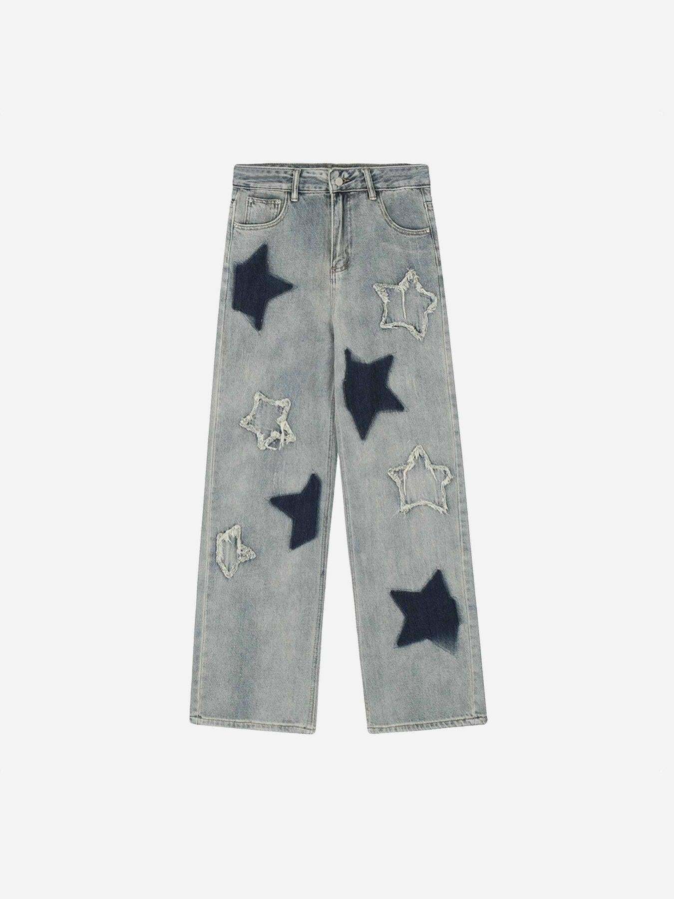 Concert Outfit Airbrushed Pentagram Applique Jeans Concert Outfit Airbrushed Pentagram Applique Jeans