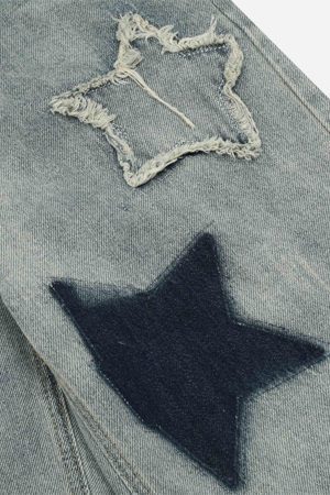 Concert Outfit Airbrushed Pentagram Applique Jeans