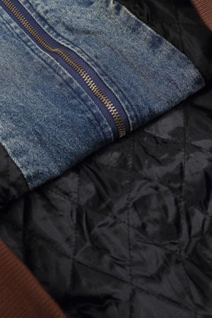 Concert Outfit Alphabet Patch Embroidered Quilted Denim Bomber Jacket