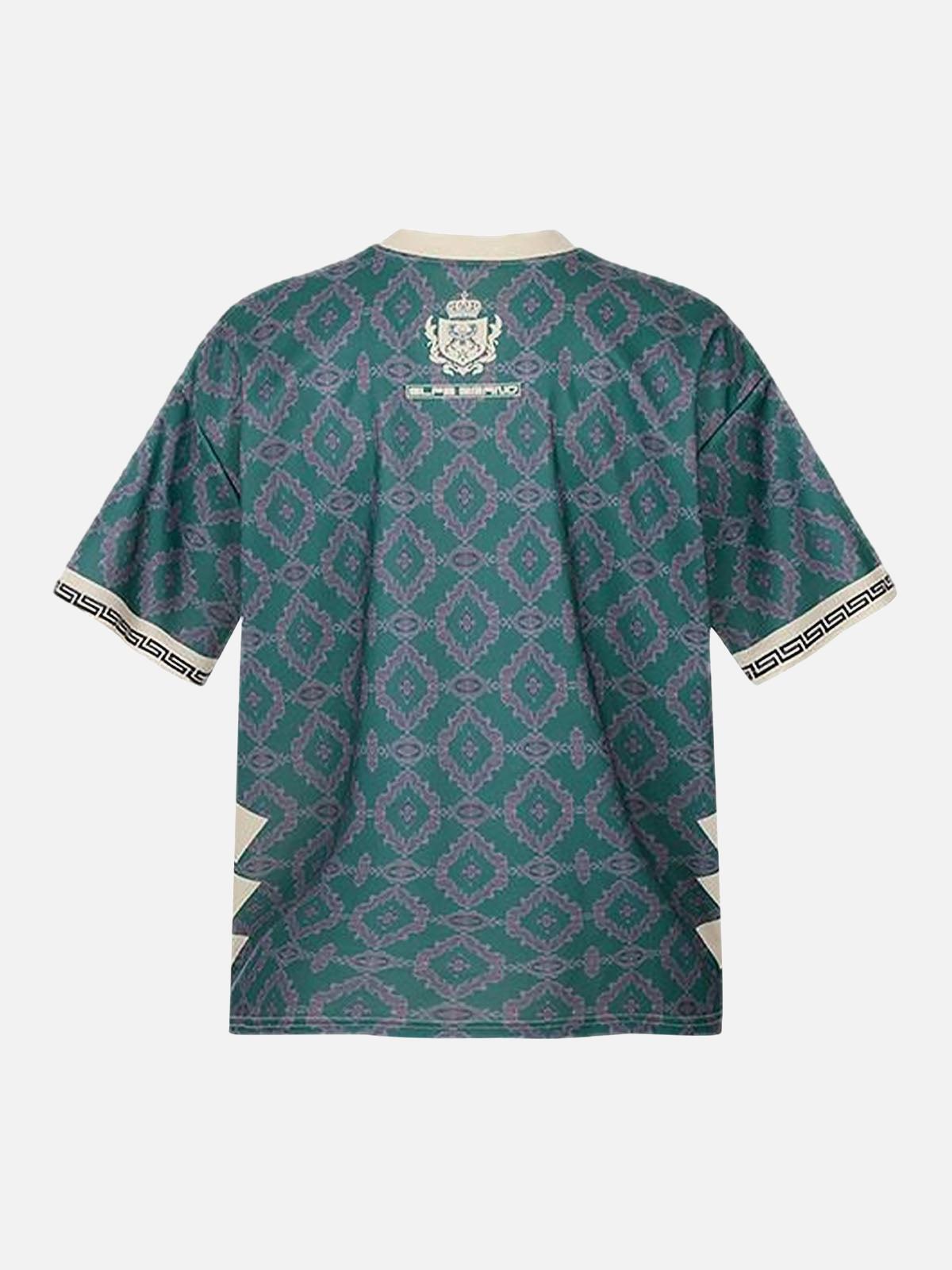 Concert Outfit Always Strive Green Patterned Jersey V-Neck T-Shirt Concert Outfit Always Strive Green Patterned Jersey V-Neck T-Shirt