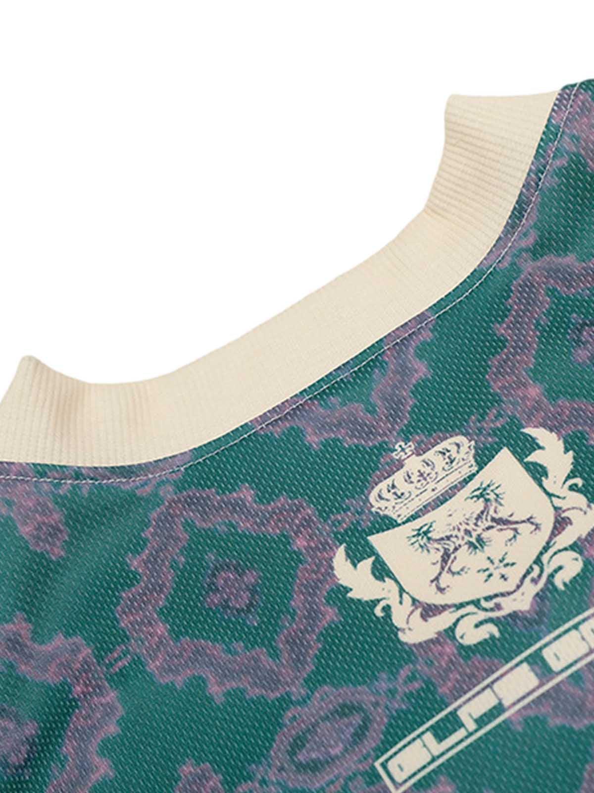 Concert Outfit Always Strive Green Patterned Jersey V-Neck T-Shirt Concert Outfit Always Strive Green Patterned Jersey V-Neck T-Shirt