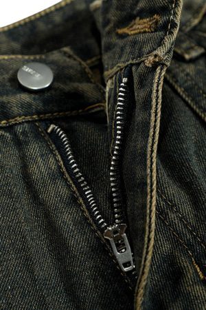 Concert Outfit American Distressed Retro Multi-Pocket Workwear Washed Jeans