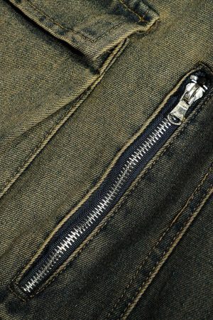 Concert Outfit American Distressed Retro Multi-Pocket Workwear Washed Jeans